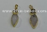 NGP6069 16*40mm - 18*45mm arrowhead druzy agate pendants