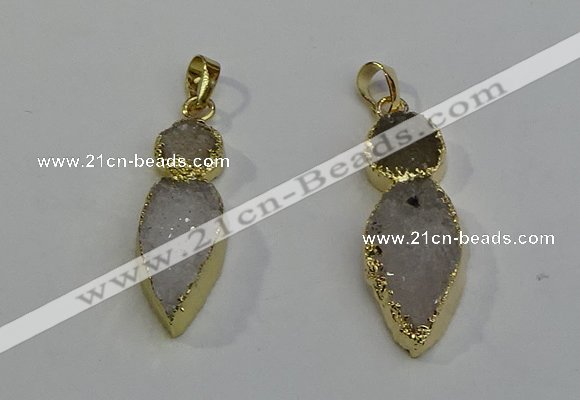 NGP6069 16*40mm - 18*45mm arrowhead druzy agate pendants