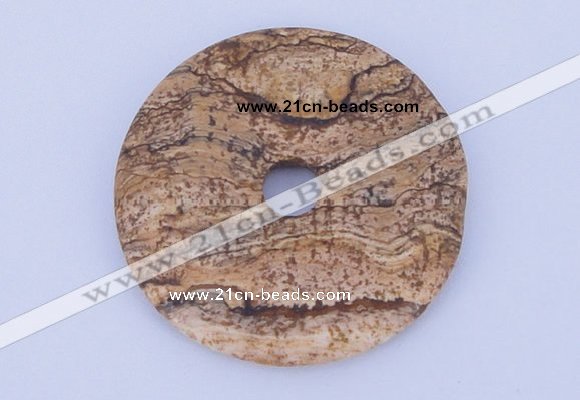 NGP607 5pcs 5*40mm picture jasper gemstone donut pendants wholesale