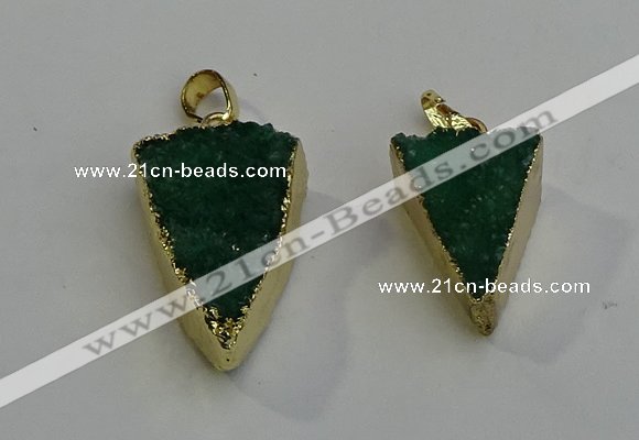 NGP6070 20*25mm - 25*35mm triangle druzy quartz pendants