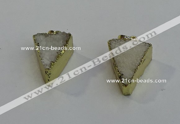 NGP6073 20*25mm - 25*35mm triangle druzy quartz pendants