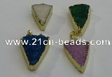 NGP6074 20*25mm - 25*35mm triangle druzy quartz pendants