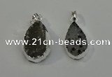 NGP6080 15*25mm – 18*30mm flat teardrop druzy agate pendants