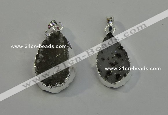 NGP6080 15*25mm – 18*30mm flat teardrop druzy agate pendants