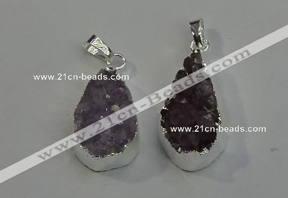 NGP6081 15*25mm – 18*30mm flat teardrop druzy agate pendants