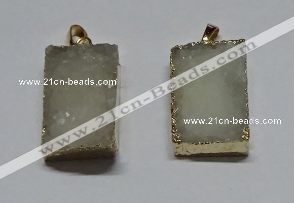 NGP6094 20*30mm – 22*35mm rectangle druzy quartz pendants