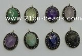 NGP6105 20*25mm - 22*30mm oval mixed gemstone pendants wholesle