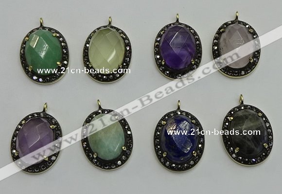 NGP6105 20*25mm - 22*30mm oval mixed gemstone pendants wholesle