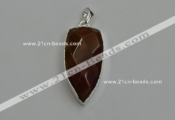 NGP6113 12*35mm - 15*40mm arrowhead red rabbit hair pendants