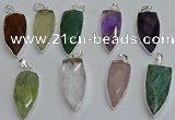 NGP6115 12*35mm - 15*40mm arrowhead mixed gemstone pendants