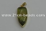 NGP6119 12*35mm - 15*40mm arrowhead green rutilated quartz pendants