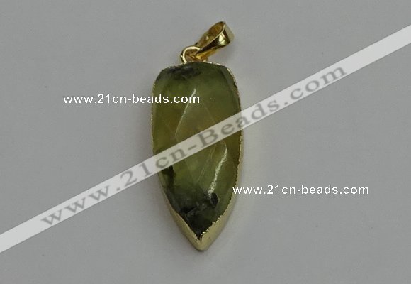 NGP6119 12*35mm - 15*40mm arrowhead green rutilated quartz pendants