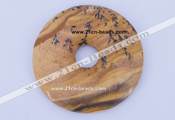 NGP612 5pcs 6*50mm picture jasper gemstone donut pendants wholesale