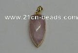 NGP6121 12*35mm - 15*40mm arrowhead rose quartz pendants