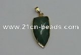 NGP6124 12*35mm - 15*40mm arrowhead green aventurine pendants