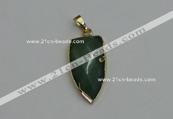 NGP6124 12*35mm - 15*40mm arrowhead green aventurine pendants