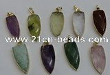 NGP6125 15*40mm arrowhead mixed gemstone pendants wholesale