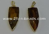 NGP6126 12*35mm - 15*40mm arrowhead yellow tiger eye pendants