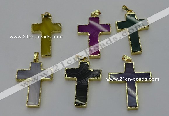 NGP6174 25*40mm - 30*40mm cross agate gemstone pendants