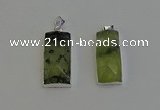 NGP6184 14*30mm - 15*38mm faceted rectangle green rutilated quartz pendants