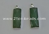 NGP6185 14*30mm - 15*38mm faceted rectangle green aventurine pendants