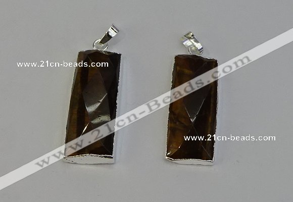 NGP6187 14*30mm - 15*38mm faceted rectangle yellow tiger eye pendants