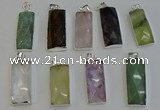 NGP6195 14*30mm - 15*38mm faceted rectangle mixed gemstone pendants