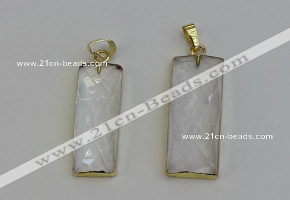 NGP6198 14*30mm - 15*38mm faceted rectangle white crystal pendants