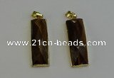 NGP6205 14*30mm - 15*38mm faceted rectangle yellow tiger eye pendants