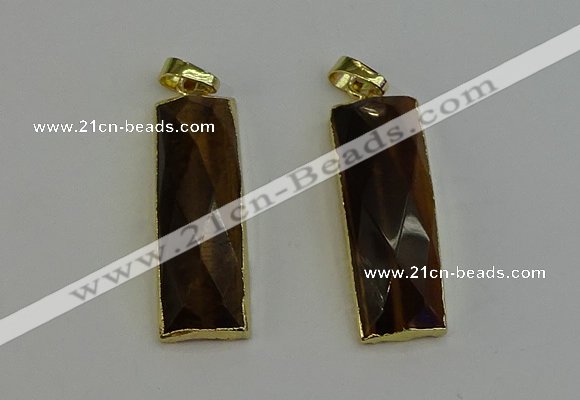 NGP6205 14*30mm - 15*38mm faceted rectangle yellow tiger eye pendants