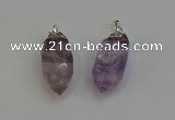 NGP6220 12*28mm - 15*30mm faceted bullet amethyst pendants