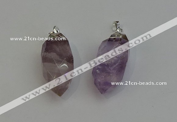 NGP6220 12*28mm - 15*30mm faceted bullet amethyst pendants