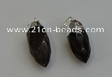 NGP6224 12*28mm - 15*30mm faceted bullet smoky quartz pendants