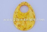 NGP623 5pcs 45*62mm flat teardrop yellow agate gemstone pendants