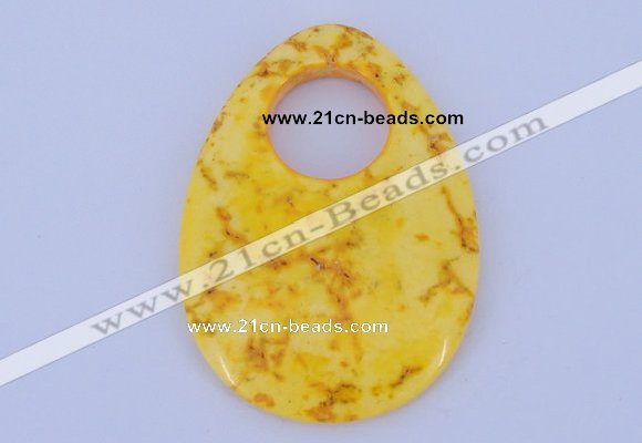 NGP623 5pcs 45*62mm flat teardrop yellow agate gemstone pendants