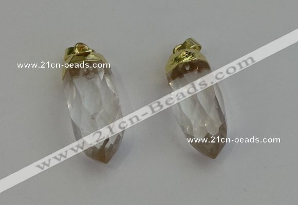 NGP6235 12*28mm - 15*30mm faceted bullet white crystal pendants