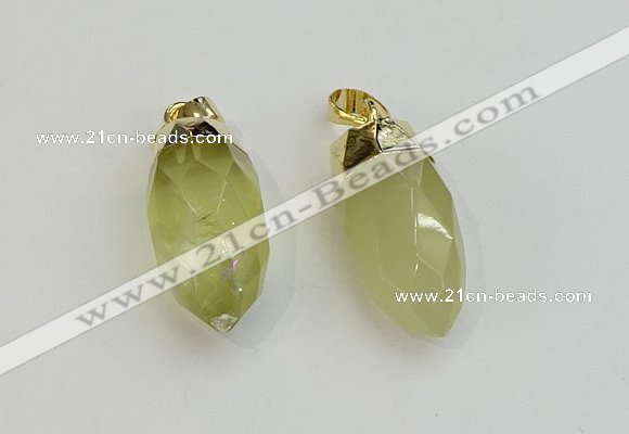 NGP6238 12*28mm - 15*30mm faceted bullet lemon quartz pendants