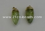 NGP6239 12*28mm - 15*30mm faceted bullet green rutilated quartz pendants