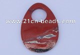 NGP624 5pcs 45*62mm flat teardrop red jasper gemstone pendants