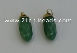 NGP6241 12*28mm - 15*30mm faceted bullet green aventurine pendants