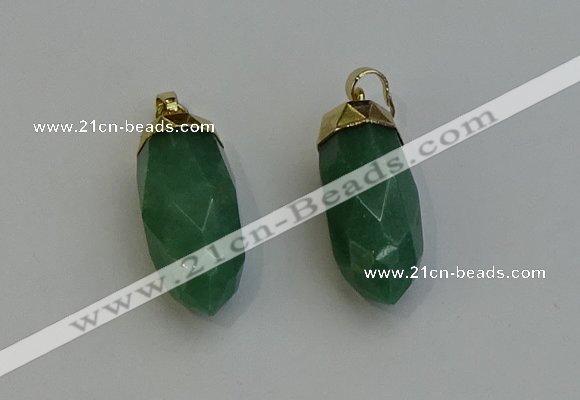 NGP6241 12*28mm - 15*30mm faceted bullet green aventurine pendants