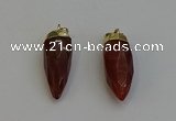 NGP6242 12*28mm - 15*30mm faceted bullet red rabbit hair pendants