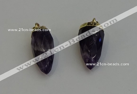 NGP6244 12*28mm - 15*30mm faceted bullet amethyst pendants