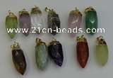 NGP6250 12*28mm - 15*30mm faceted bullet mixed gemstone pendants