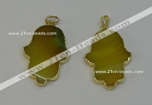 NGP6255 22*40mm - 25*45mm hamsahand agate gemstone pendants