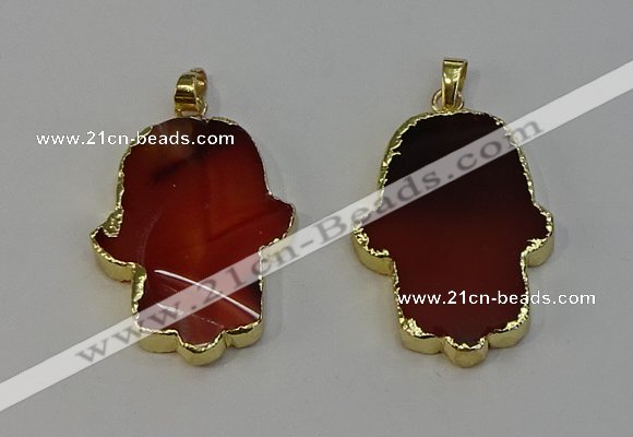 NGP6257 22*40mm - 25*45mm hamsahand agate gemstone pendants