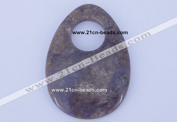 NGP626 5pcs 45*62mm flat teardrop purple agate gemstone pendants