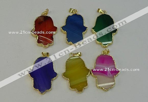 NGP6263 22*40mm - 25*45mm hamsahand agate gemstone pendants