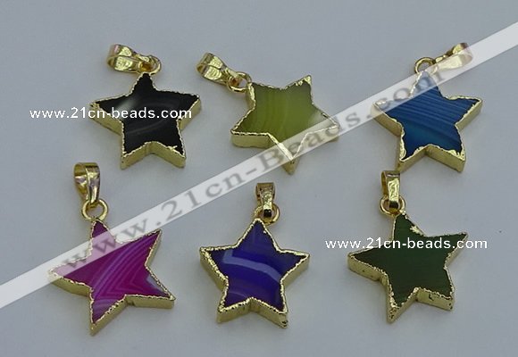 NGP6273 20mm star agate gemstone pendants wholesale