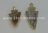 NGP6280 22*35mm - 24*45mm arrowhead druzy agate pendants